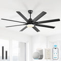 Sofucor 52 Inch Ceiling Fans with Lights, Smart Indoor/Outdoor Ceiling Fan With Remote, Work with Alexa/Google, Quiet Reversible DC Motor, 6-Speed, 8 Blade Black Ceiling Fans for Patio Bedroom Garage