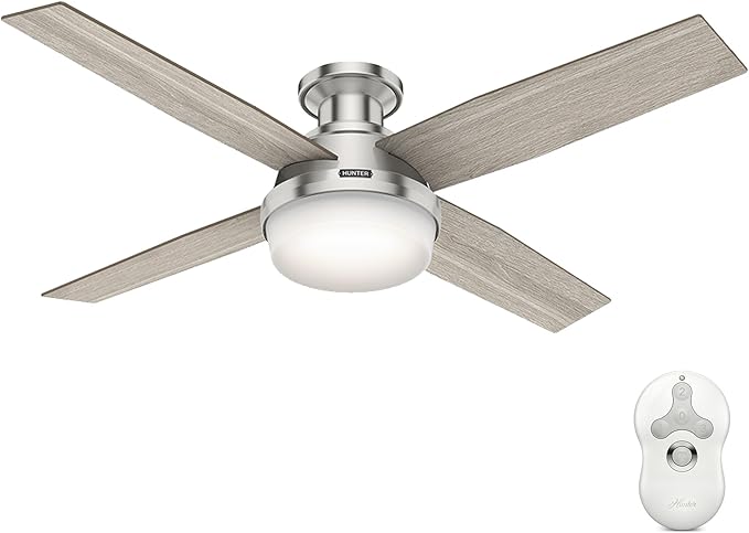 Hunter Dempsey, Indoor, Ceiling Fan, Modern, 52 inch, Brushed Nickel
