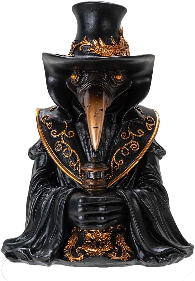 Pacific Giftware Dr. Plague Backflow Burner Gothic Resin Holder with Intricate Gold Accents Ideal for Aromatherapy Gift and Unique Home Decor 7.01" Tall
