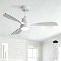 Sofucor 48 Inch Ceiling Fan with Lights and Remote Control, White | Flush&Downrod Mount, Solid Wood Blade,1/4/8 H Timer, 3CCT Dimmable 6 Speed, Quiet DC Motor, Outdoor Bedroom/Living Room/Patio
