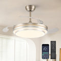 48 Inch Fandelier Ceiling Fan with Light,Modern Retractable Ceiling Fan with Lights and Remote/APP;6Speed,Silent Reversible Motor,Timer,Chandelier Fan for Bedroom/Living Room(Brushed Nickel)