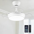 STERREN 30" Retractable Ceiling Fans with Lights, Dimmable LED Ceiling Fan Remote Control, Modern Small Fan Light for Bedroom Living Room Dinning Room Kitchen, 3000K-6500K, 6 Speed (White)