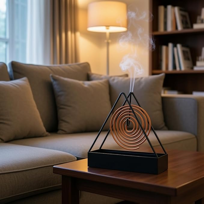 Designer Portable Iron Mosquito Coil Holder with Handle - Fireproof Material Incense Holder