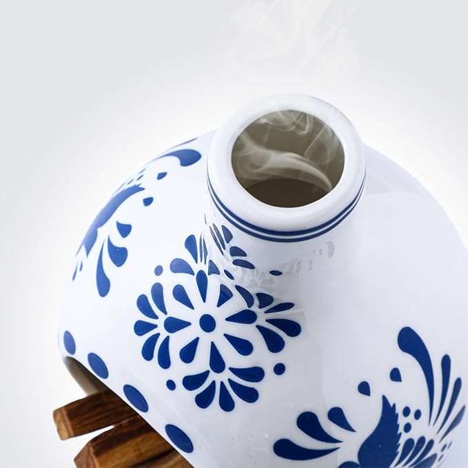 2 Pcs Handmade Ceramic Palo Santo Holder Burners Talavera May 5th Mexican Cinco De Mayo Mini Chimenea Incense Holder for Sage Sticks for Yoga Meditation Cleansing and Relaxation Fiesta Gift