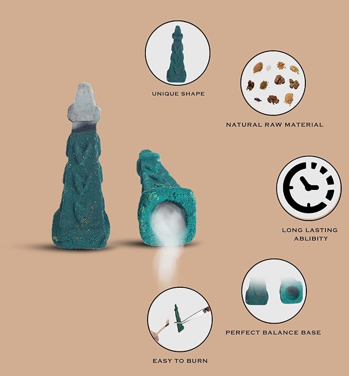 Backflow Natural Incense Waterfall Cones Unique Shape for Backflow Incense for Prayer, Meditation, Relaxation Burner Holder (25 pcs) (Patchouli, Square Pyramid)