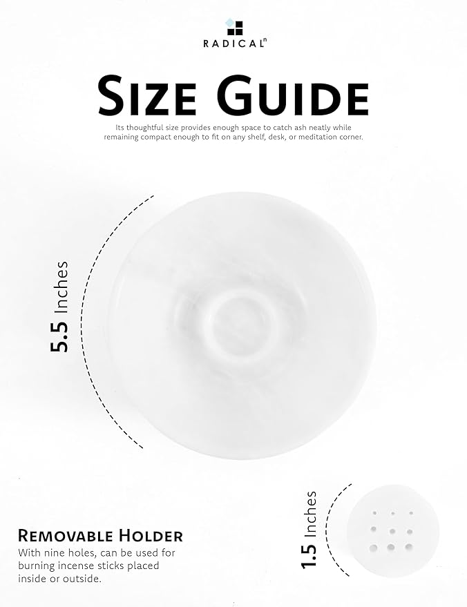 Radicaln Marble Incense Holder 5.5" Inches Handmade White Marbles Ashtray for Home Décor, Ideal Incense Stick Holder, Palo Santo Holder & Incense Holder Marble for Living Room