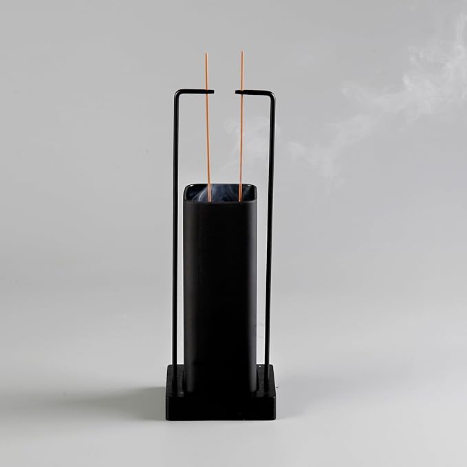 Incense Holder for Sticks, Upside Down Incense Burner with Removable Black Glass Ash Catcher Anti-Ash Flying