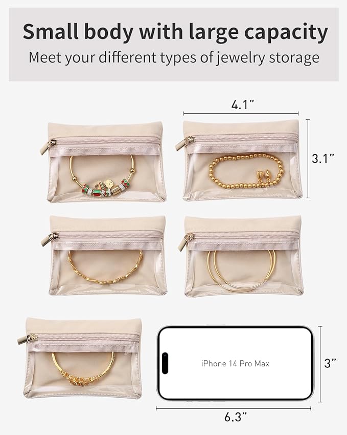 VLANDO 12 Pcs Travel Jewelry Organizer Velvet Jewelry Pouch with Zipper Clear Travel Jewelry Bag for Travel Business Trip Mother‘s Day Gift for Mom Wife Women