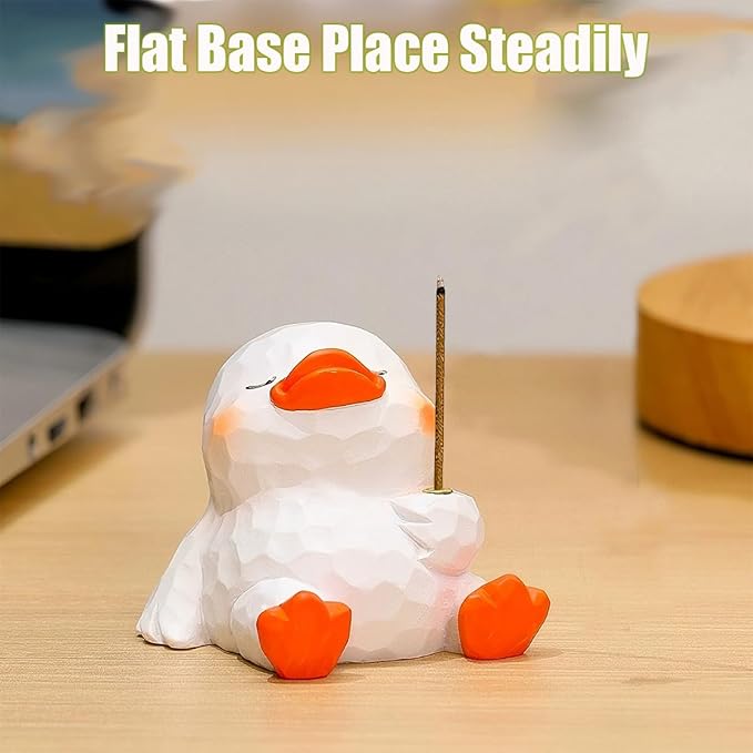 Duck Incense Holder for Stick, Cute Animal Figurine Incense Burner Lotus Flower Stand Ash Catcher Creative Cartoon Resin Frog Statue for Home Room Decor Meditation Yoga Spa