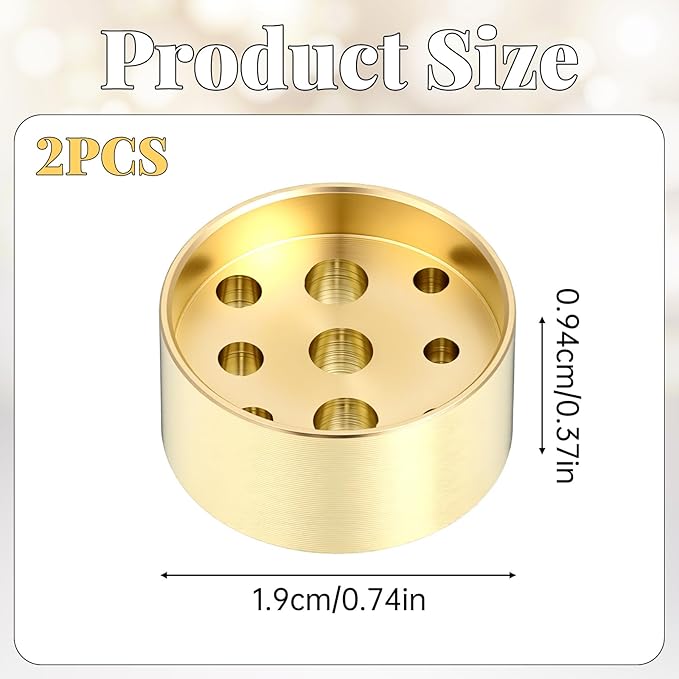 2 Pack Incense Holder Brass Incense Holder 9 Holes Small Retro Copper Burner Accessories for Meditation Spa Room Home Office