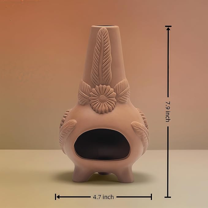 Handmade Terracotta Palo Santo Holder – Suitable for Burning Sage & Palo Santo - Mexican-Style Chimney Incense Burner, an Incense Burner for Spiritual Meditation, Yoga or Home Decoration