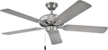 Hinkley Metro 52" Indoor/Outdoor Dual Mount Ceiling Fan, Flush Mount or Suspended by 4.5" Down Rod, Reversible Wooden Fan Blades, Brushed Nickel, Remote Sold Separately