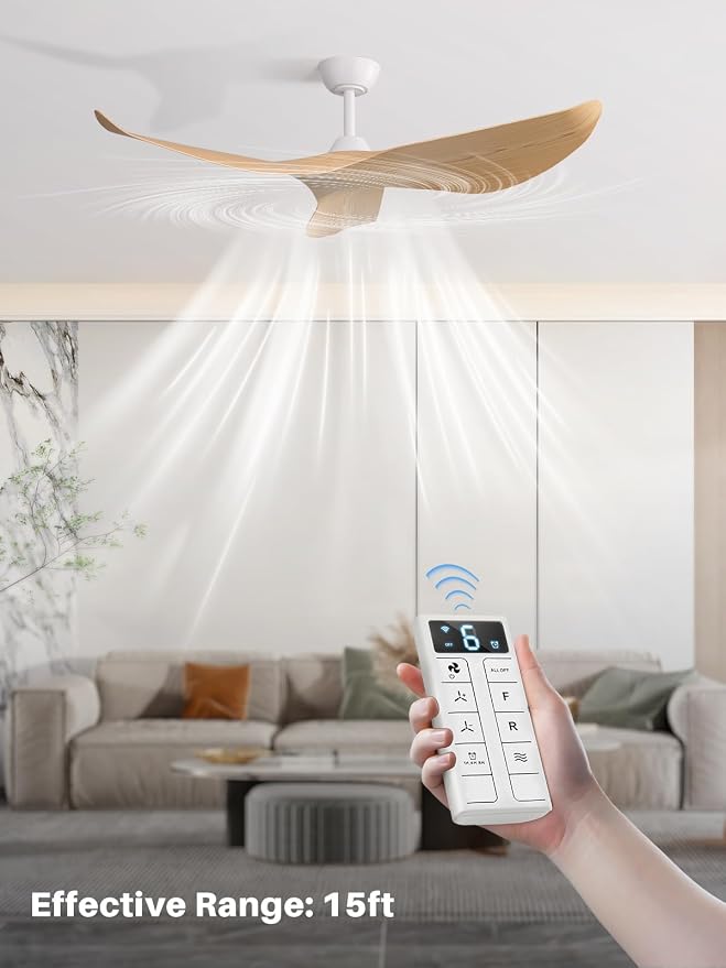 Sofucor 38 Inch Smart Ceiling Fan No Light, Modern Ceiling Fan with Remote Control, Quiet Reversible DC Motor, 6-Speed Noiseless Indoor Ceiling Fan for Bedroom Living Room Covered Patio Porch