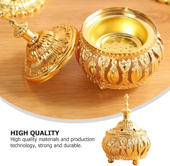 Middle Eastern Style Incense Burner Ornament 4.72X3.54X3.54In Electroplated Metal Incense Holder for Home Decoration