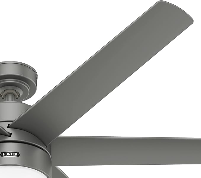 Hunter Solaria, Outdoor or Indoor, Ceiling Fan, 60 inch, Matte Silver | with LED Light, Standard Mount, Wall Control, Quiet, 6 Blades, For Patio, Porch, Garage, 59625