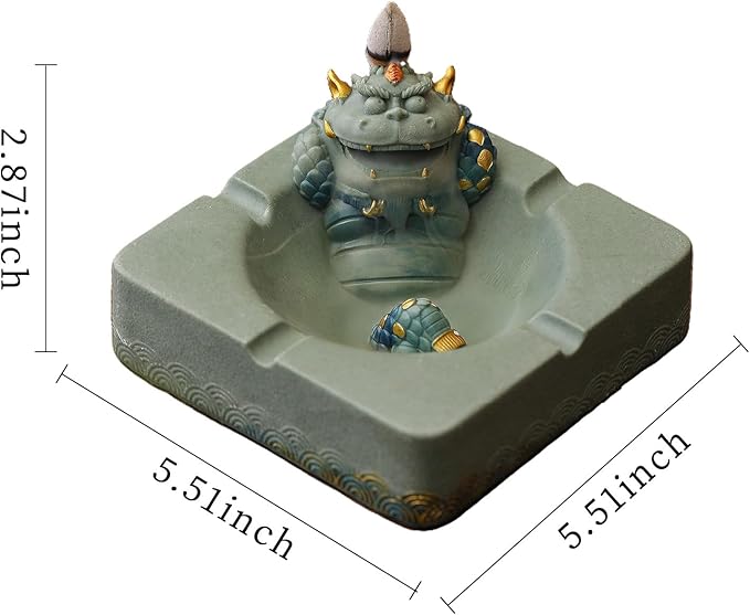 Pixiu Backflow Incense Burner with Ashtray, Mythical Beast Resin Incense Holder & Wealth Guardian Statue, Waterfall Smoke Effect Decor for Desk, Home Office Zen Gift