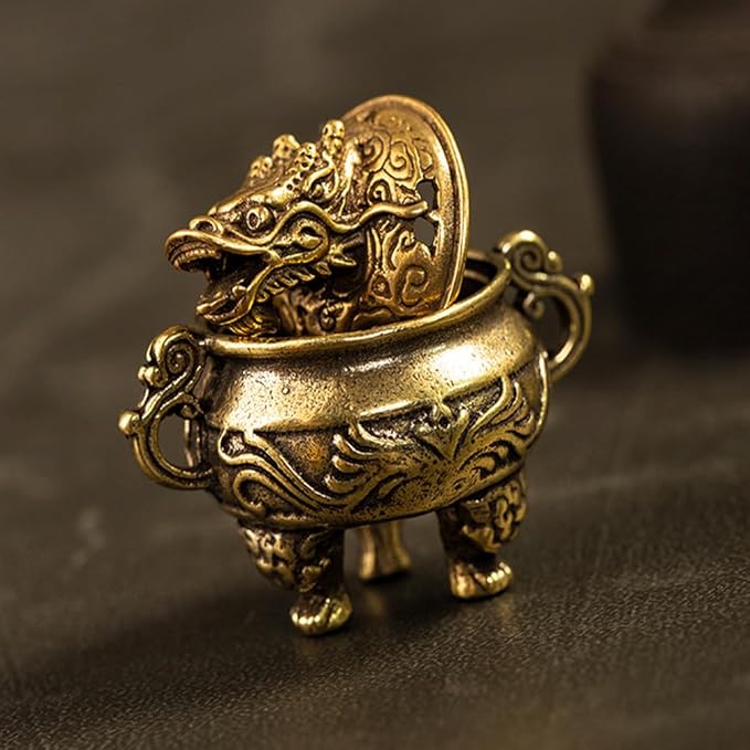 Amosfun Tripod Incense Burner Vintage Brass Incense Holder for Home Decor Meditation Aromatherapy with Stable Three-Legged Design 2.04X1.96X1.96In