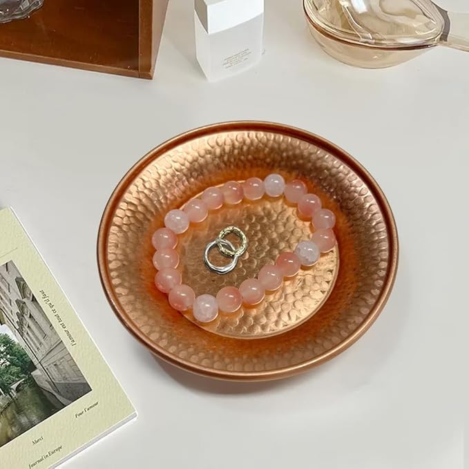 WAYUTO 2pcs Copper Decorative Bowl Hand-Hammered 4.5 Inch Copper Incense Burner Holder Prayer Ritual Plate Sauces Plate Smudging Bowl Ash Catcher Candle Trays Altar Bowl Jewelry Dish Keys Basket