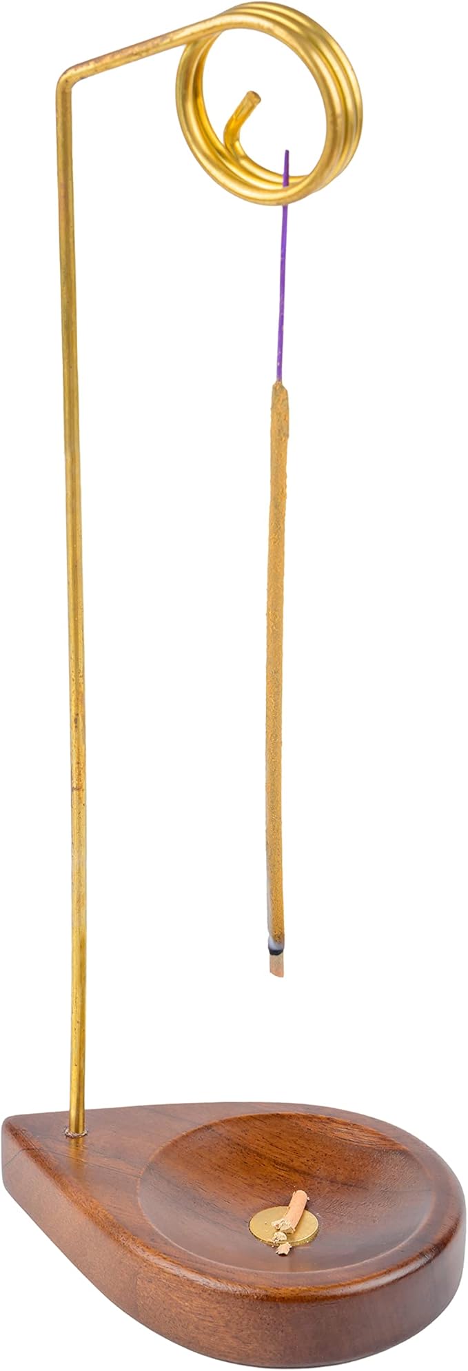 Incense Holder for Sticks - 11.4" Tall Reverse Style Incense Burner Holder with Mess Free Ash Catcher Tray - Modern & Minimalist Design Incense Sticks Holder with Brass & Walnut Wood Elements