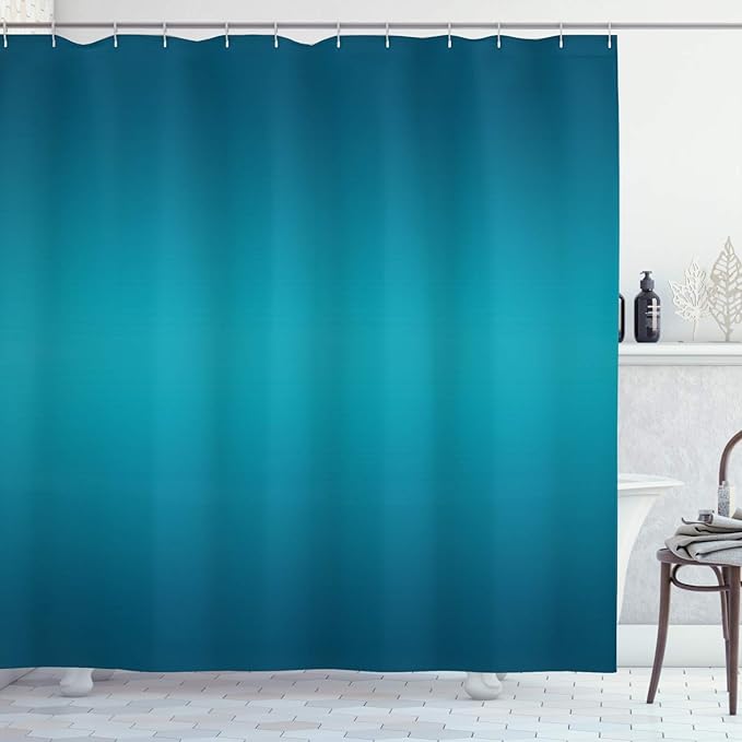 Ambesonne Ombre Shower Curtain, Deep Blue Tropical Ocean Exotic Lands Inspired Design Modern Digital Print, Cloth Fabric Bathroom Decor Set with Hooks, 69" W x 70" L, Petrol Blue