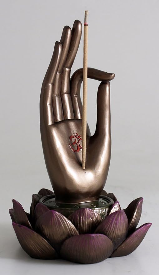 Top Collection Buddha Hand and Lotus Flower Vitarka Mudra Incense Holder Incense Burner