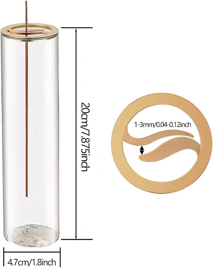 Glass Incense Holder,Incense Burner for Sticks with Ash Catcher,Incense Stick Burner for Meditation and Yoga Room (Golden Leaf)