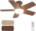 addlon Ceiling Fans with Lights, 32 Inch Low Profile Ceiling Fan with Light and Remote Control, Flush Mount, Reversible, 3CCT, Dimmable, Quiet, Brown Small Ceiling Fan for Bedroom Indoor/Outdoor Use
