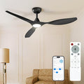 Roomratv Ceiling Fans with Lights and Remote Control,Quiet Noiseless Reversible DC Motor,6 Speeds,Timers, 3 CCT, Indoor Use, Plastic Blades,52 Inch Black Ceiling Fan Smart APP Control for Living Room