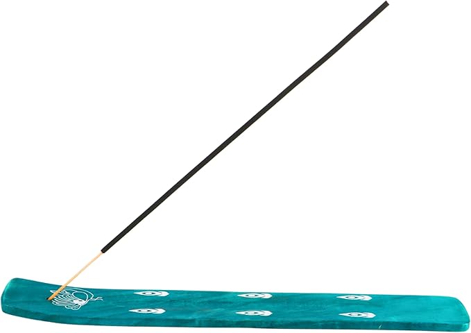 Hosley Wooden Incense Burner 10 Inch - Natural Wood with Green Finish for Home Decor, Room Decor, Kitchen Decor - Ideal Gift for Wedding, Aromatherapy, Zen, Spa, Reiki, Meditation