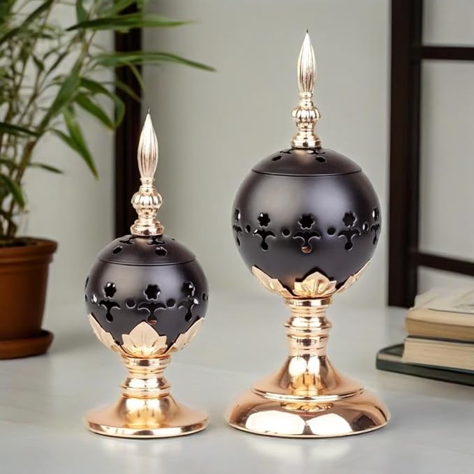 Set of 2 Incense Burner Frankincense Charcoal Incense Stand Metal Vintage Aroma Lamp Incense Holder Iron Home Scented Tabletop Christian Church Censer Decorative