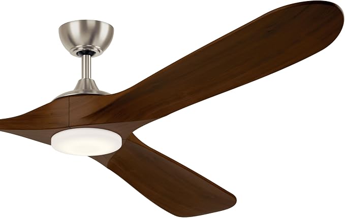 KICHLER Mylo 80 in Ceiling Fan with Light, 6-Speed Remote Control Modern Indoor Outdoor Damp Rated Fan with Satin Etched Cased Opal Glass in Brushed Nickel, 310580NI