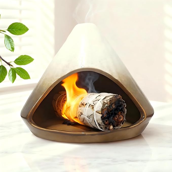 Palo Santo Holder Incense Burner, Ceramic Incense Holder with Ash Catcher, Mini Palo Santo Burner, Unique Aromatic Meditation Gifts for Women, Sage Holder for Burning, Palo Santo Sticks Home Decor