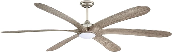 72 Inch Large Ceiling Fans with Lights and Remote - Unique Modern Nickel Outdoor Ceiling Fan with LED Light for Living Room, Bedroom, Patios Covered, Reverse, Timer, Dimmable, 6 Blades