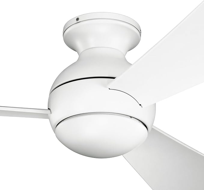 Kichler 330152MWH 54 Inch Sola Ceiling Fan LED, 3 Speed Wall Control Full Function, Matte White Finish with Matte White Blades