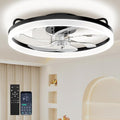 20 Inch Low Profile Ceiling Fans with Lights and Remote, Black | Flush Mount 7-Blade Fandelier with App Control, 3CCT Dimmable, Quiet Reversible DC Motor, 6 Speeds Ceiling Fan for Bedroom