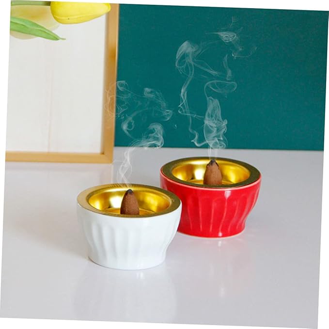 Zerodeko 3pcs Delicate Incense Burner Elegant Ceramic Desktop Censer Holder for Home Office and Meditation Spaces Lightweight Portable Design for Relaxation and Air Purification