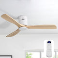 Sofucor 52 Inch Solid Wood Ceiling Fan Without Lights Flush Mount Ceiling Fans with Remote Control-Wood Blades Modern Outdoor Ceiling Fan No Light for Bedroom/Living Room/Patio/Indoor,Natural Wood