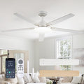 Passky Ceiling Fans with Lights, 60 inch Sleek Ceiling Fan with Light and Remote Control, 3CCT, Dimmable, Reversible, Noiseless, White Ceiling Fan for Bedroom, Living Room