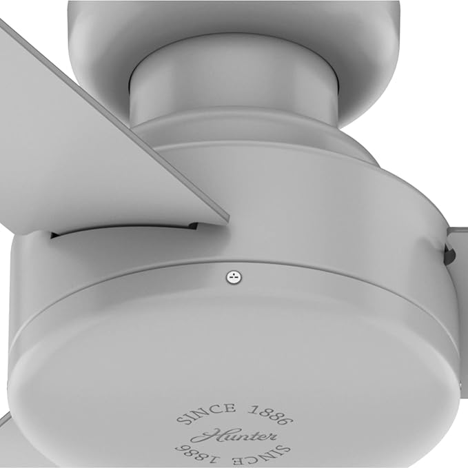 Hunter Presto, Indoor, Ceiling Fan, No Light, Modern, 44 inch, Dove Grey | Low Profile Mount, Wall Control, 3 Blades, For Bedroom, Living Room, Kitchen, 52404