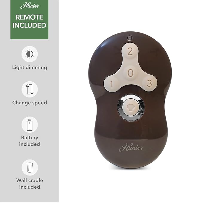 Hunter 44 inch Indoor Ceiling Fan with LED Light and Remote Control - Modern Ceiling Fan, Low Profile Mount, 4 Blades, For Bedroom, Living Room, or Kitchen, Quiet - Dempsey 51757, Matte Silver