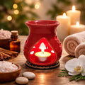 Ceramic Essential Oil Burner Wax Melt Burners |Aromatherapy| Ceramic Oil Diffuser| Candle Tealight Holder (Set of 1) Home Bedroom Decor Christmas Housewarming Gift, Red