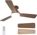 Amico Ceiling Fans with Lights, 42 inch Low Profile Ceiling Fan with Light and Remote Control, Flush Mount, Reversible, 3CCT, Dimmable, Noiseless, Brown Ceiling Fan for Bedroom, Indoor/Outdoor Use