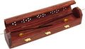 raajsee Beautiful Handmade Wooden Brown Incense Stick Holder Burner Storage Coffin Box - Ash Catcher with Brass Inlay -Home Utilities & Accessories -Meditation -Great Gift for Any Occasion 12x2 inch