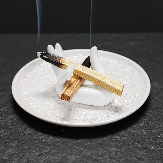 YYW Palo Santo Holder - Modern Chiminea Incense Burner for Yoga, Meditation, and Energy Cleansing - Wood Sticks Dish, Sage Ash Catcher, Smudge Bowl, Cone Burner