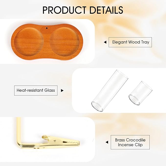 2 in 1 Incense Holder with Dual Glass Ash Catchers and 3PCS Storage Tubes, Incense Burner for Incense Sticks, Incense Stick Holder