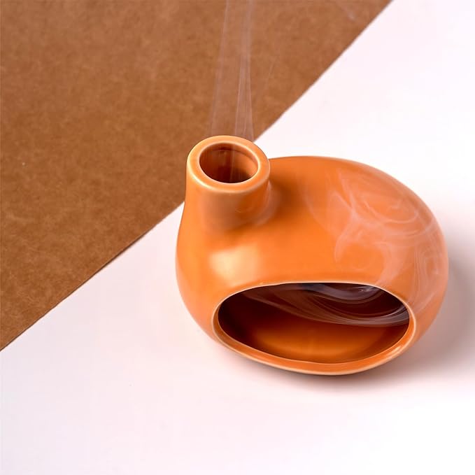 MOUGIGI Ceramic Palo Santo Holder - Handcrafted Ash Catcher for Palo Santo Sticks and Sage - Unique Design for Meditation and Home Décor - Incense Burner