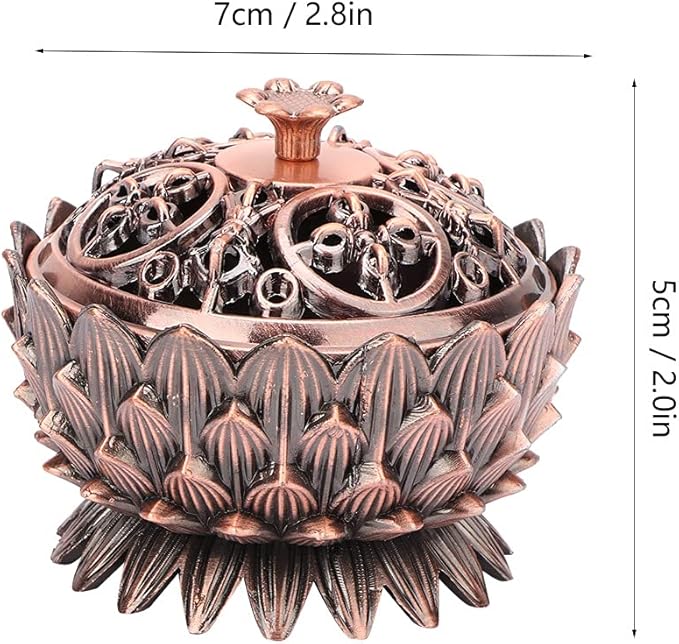 Incense Vintage Lotus Zinc Alloy Incense Holder, Elegance Incense Burning Supplies Sandalwood for Home Decoration Meditation(Copper)