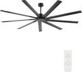 WINGBO Black Industrial Ceiling Fan No Light 84", 9 Aluminum Blades, 6 Speed Remote Control, Reversible DC Motor, for Home and Commercial Use, Living Room/Shop/Warehouse