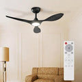 Roomratv Ceiling Fans with Lights and Remote Control,Quiet Noiseless Reversible DC Motor,6 Speeds,Timers, 3 CCT, Indoor Use, Plastic Blades,42 Inch Black Modern Ceiling Fan for Bedroom Living Room