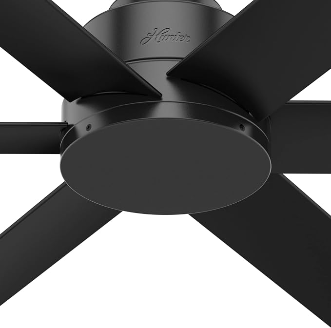 Hunter 44 inch Outdoor or Indoor Ceiling Fan No Light - Black Ceiling Fan without Light, For Patio, Porch, Garage, or Living Room, Standard Mount, 6 Blades, Wall Control - Kennicott 59613, Matte Black | No Light, Standard Mount, Wall Control, 6 Blades,...